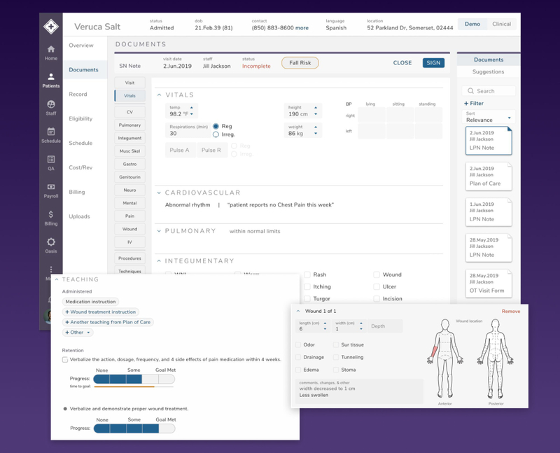 Mockup of clinical note and assessment interface.