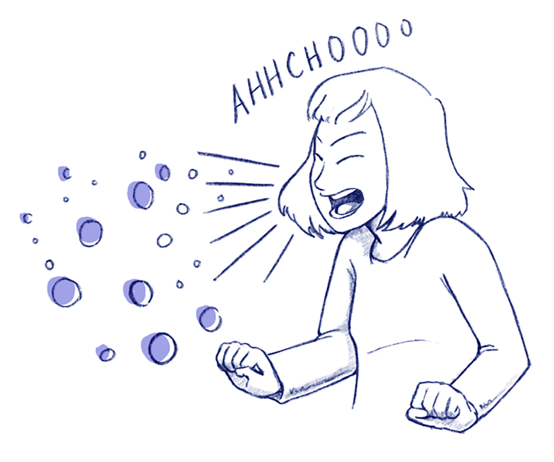 llustration of a person sneezing.